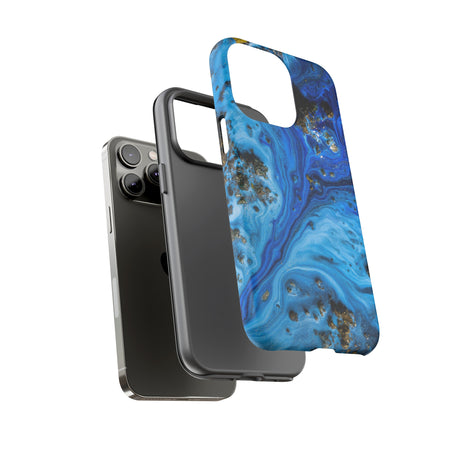 Blue Ice Melt Ink Art iPhone Case (Protective) Phone Case