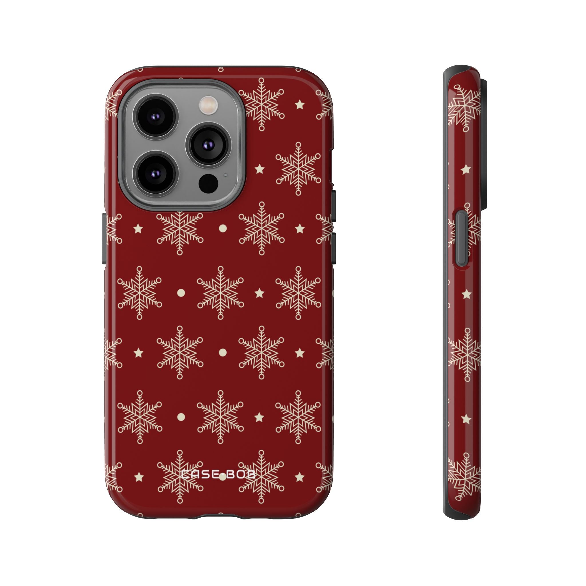 Cream Snowflake Crimson iPhone 14 Pro Case - Tough