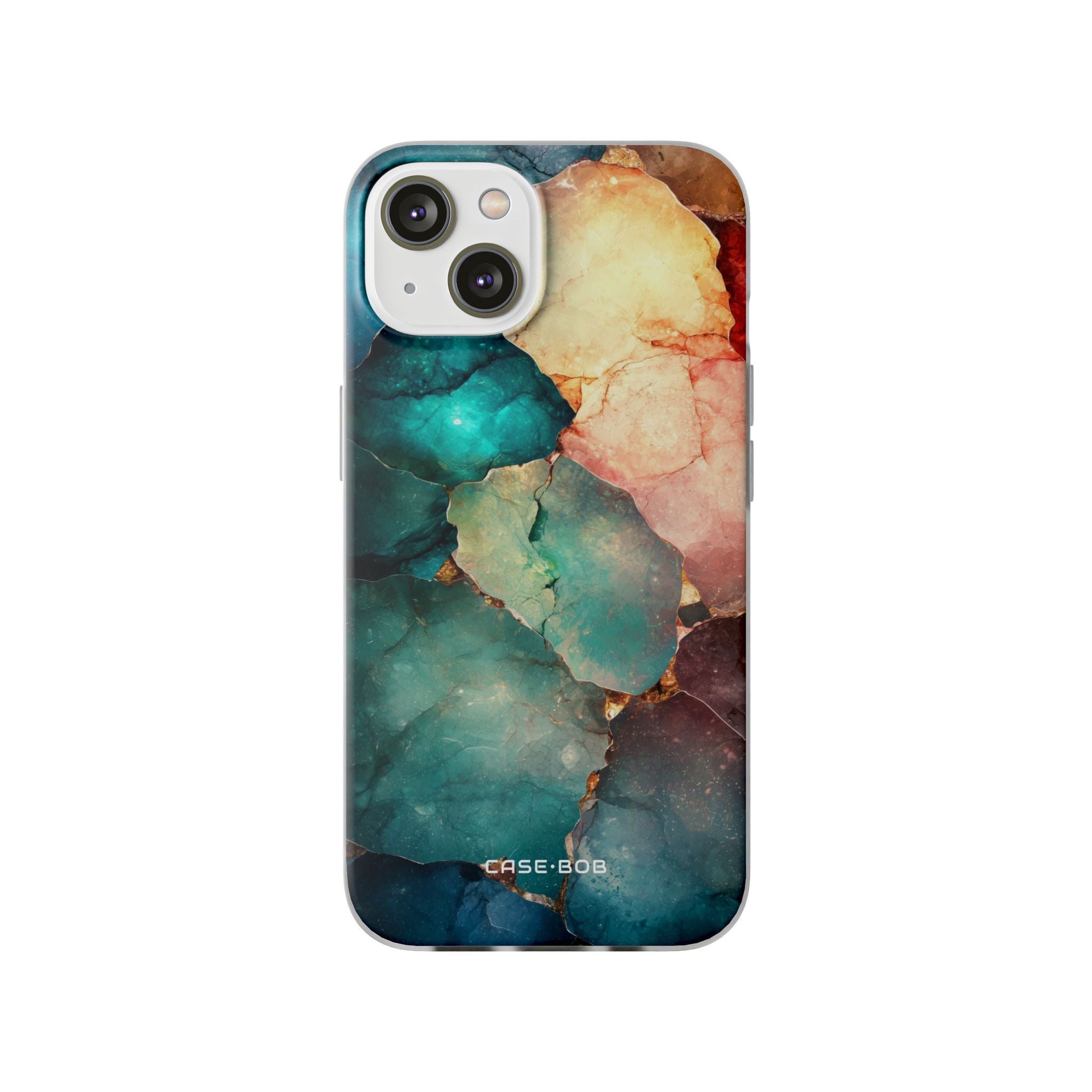 Teal Mosaic Veins iPhone 14 Case - Soft