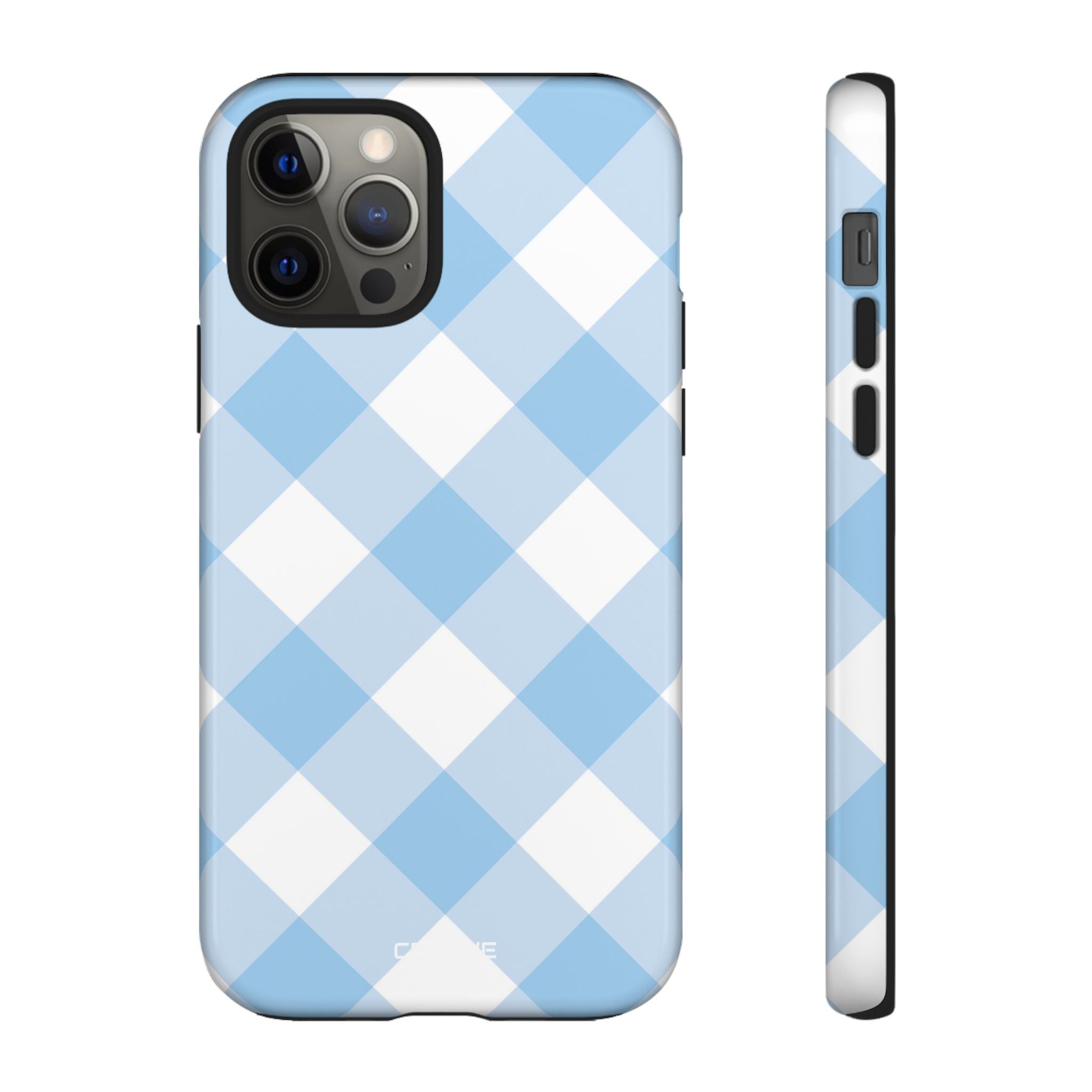 Soft Blue Gingham Elegance - iPhone Case