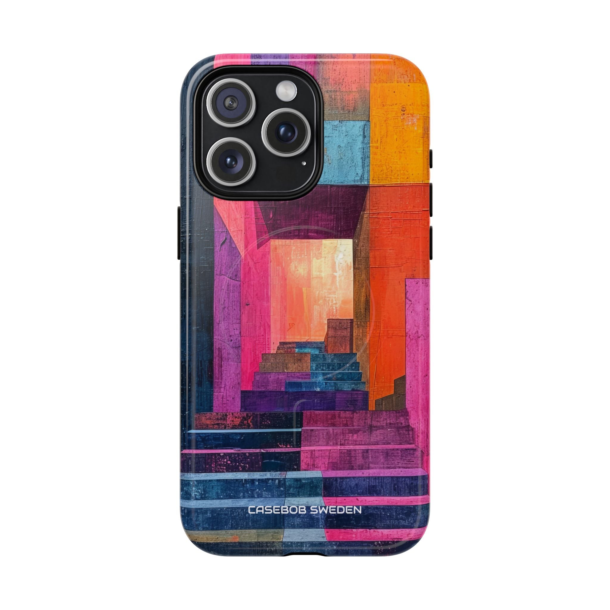 Pink Orange Geometry - Tough + MagSafe® iPhone 15 Phone Case