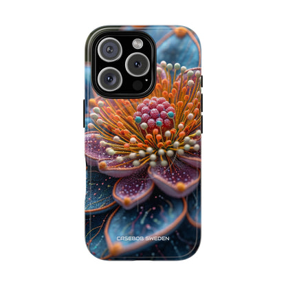 Blue-Orange Floral Swirl - Tough + MagSafe® iPhone 16 Phone Case