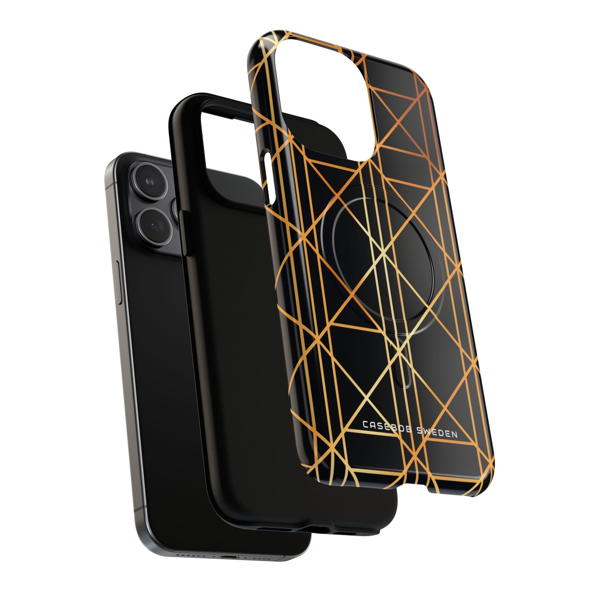 Golden Geometric Elegance iPhone 15 | Tough+ Phone Case