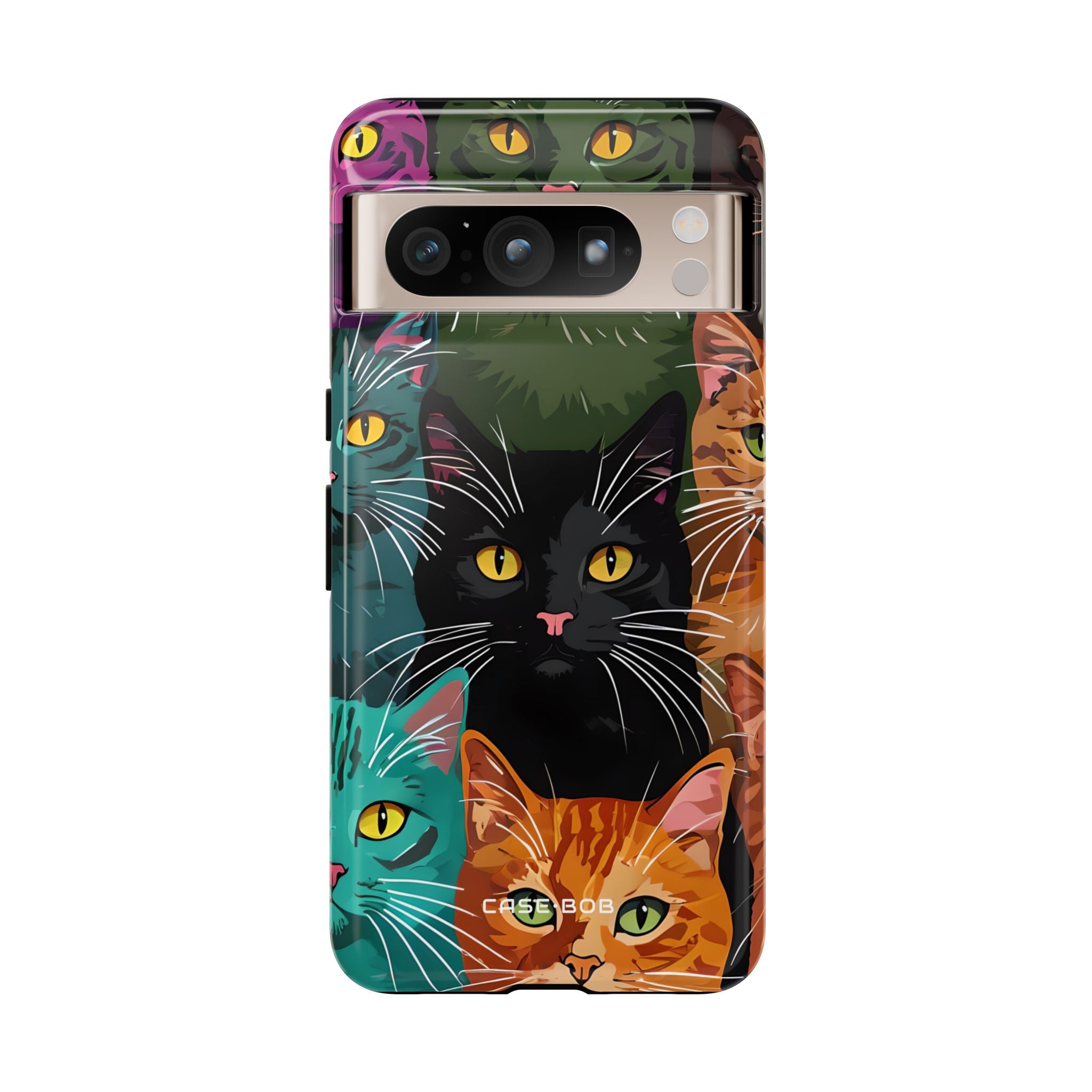 Teal Cat Grid Google Pixel 8 Pro Case - Tough