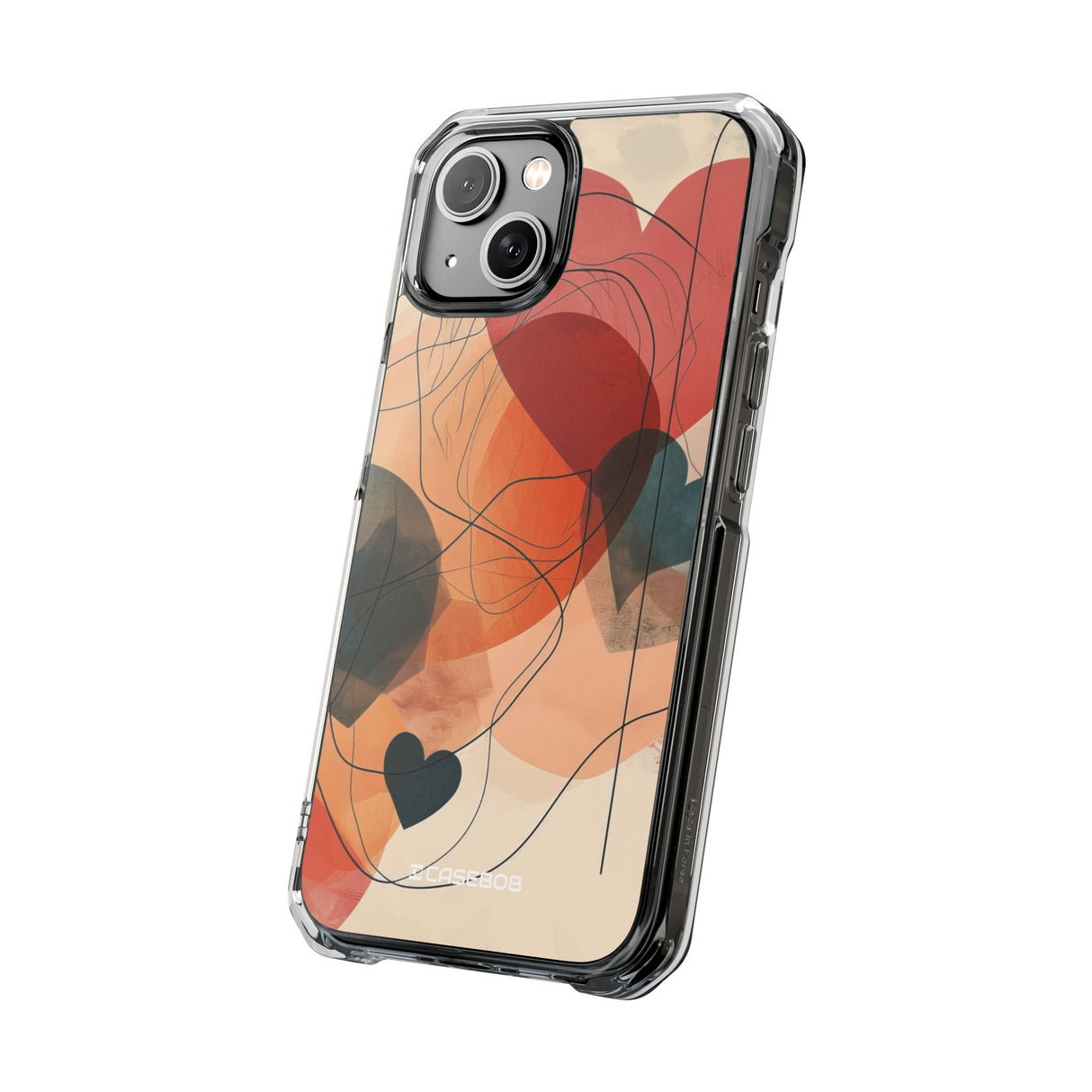 Abstract Heart Harmony - Phone Case for iPhone (Clear Impact - Magnetic)