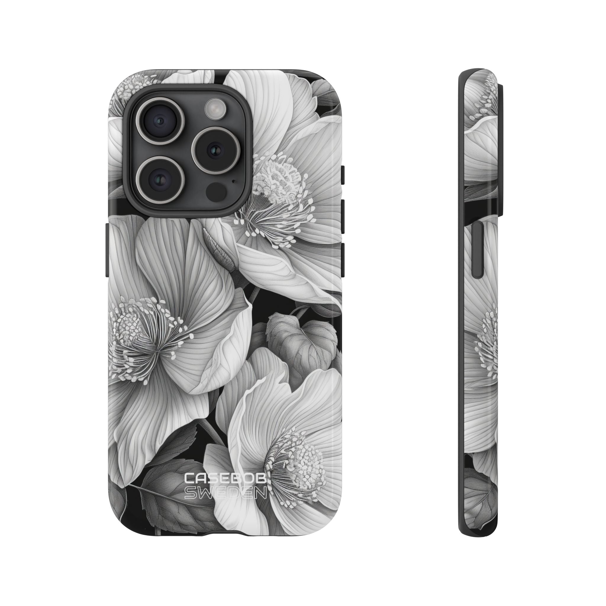 Monochrome Petal Dance iPhone 15 – Robust