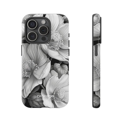 Monochrome Petal Dance iPhone 15 – Robust