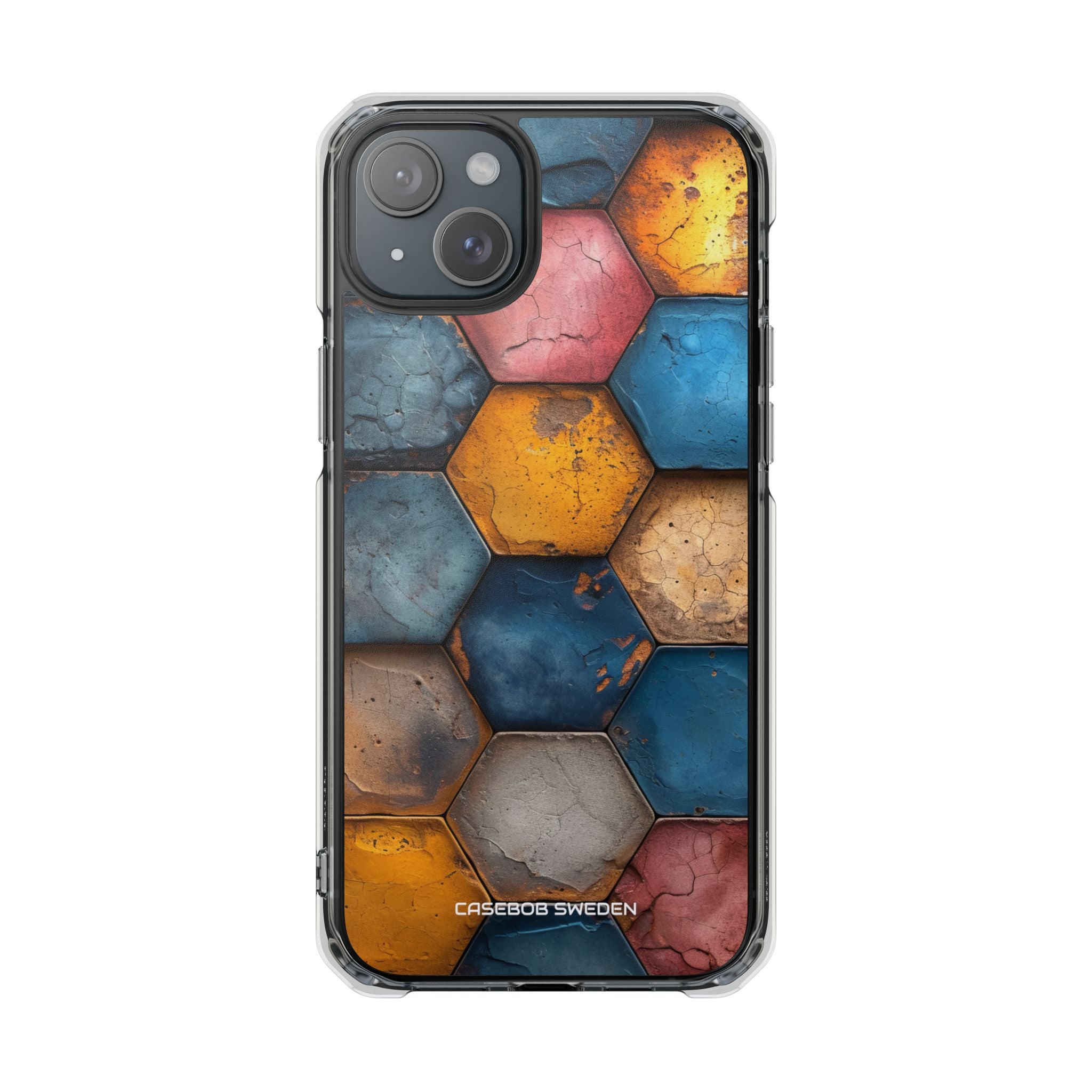 Rustic Geometric Tiles - Clear Impact iPhone 15 Phone Case