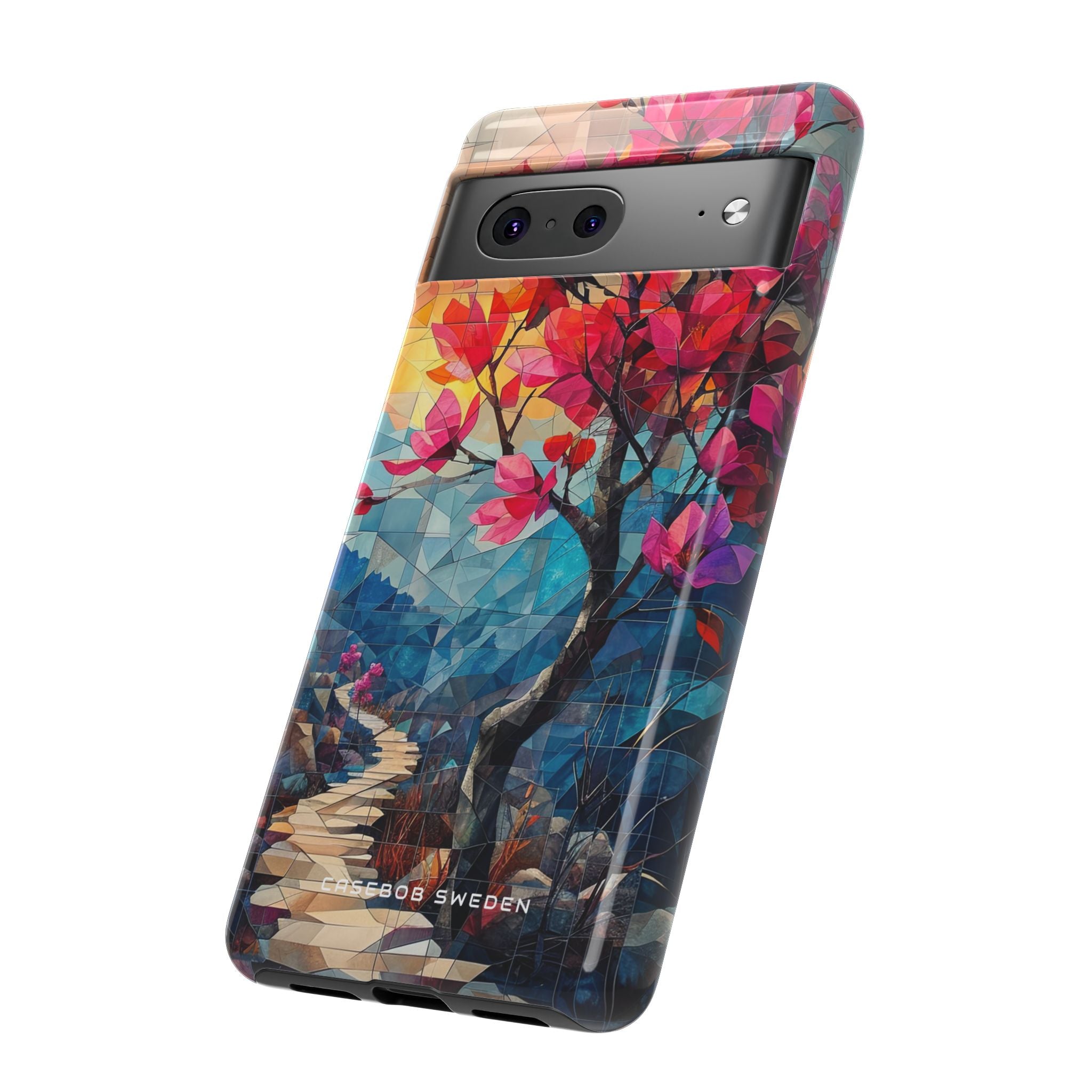 Vibrant Geometric Tree Landscape Google Pixel 7 - Tough Phone Case