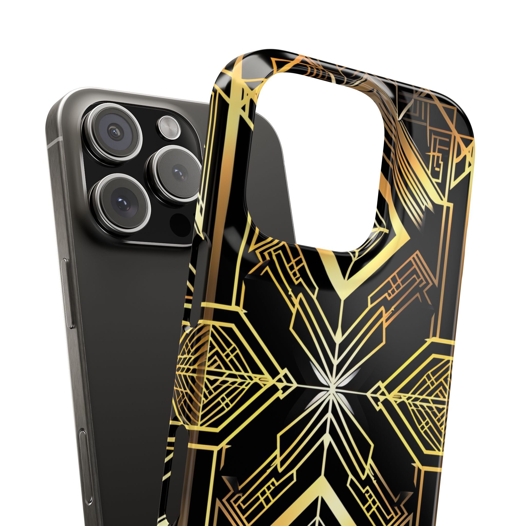 Golden Geometric Opulence iPhone 16 - Slim Phone Case