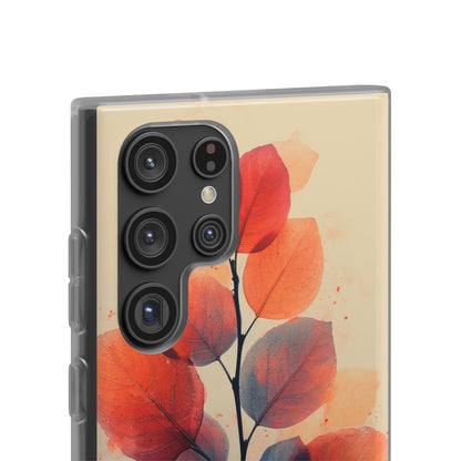 Orange Gray Leaves - Flexi Samsung S22 Phone Case