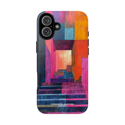 Pink Orange Geometry - Tough iPhone 16 Phone Case