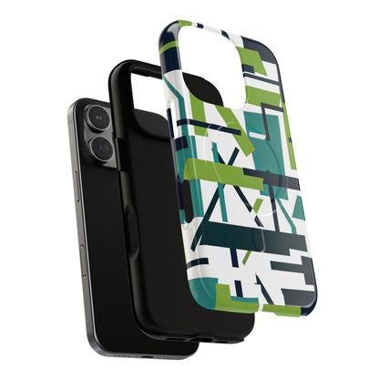 Green Geometry Glide iPhone 16  Tough+ Phone Case