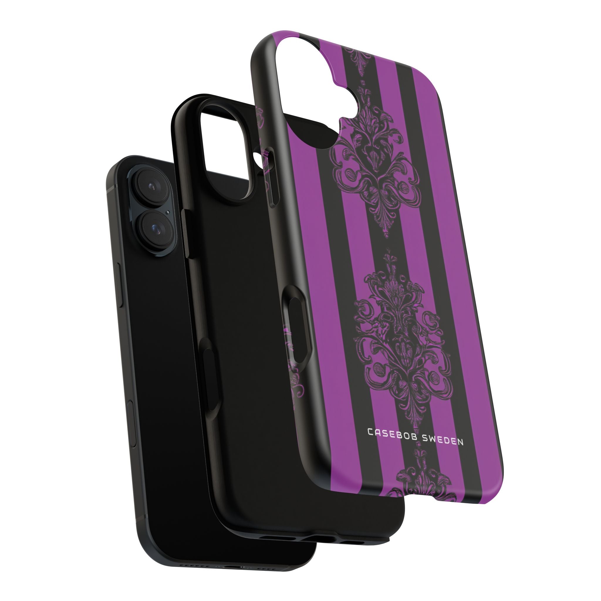 Gothic Elegance with Vertical Stripes and Ornamental Motifs iPhone 16 - Tough Phone Case