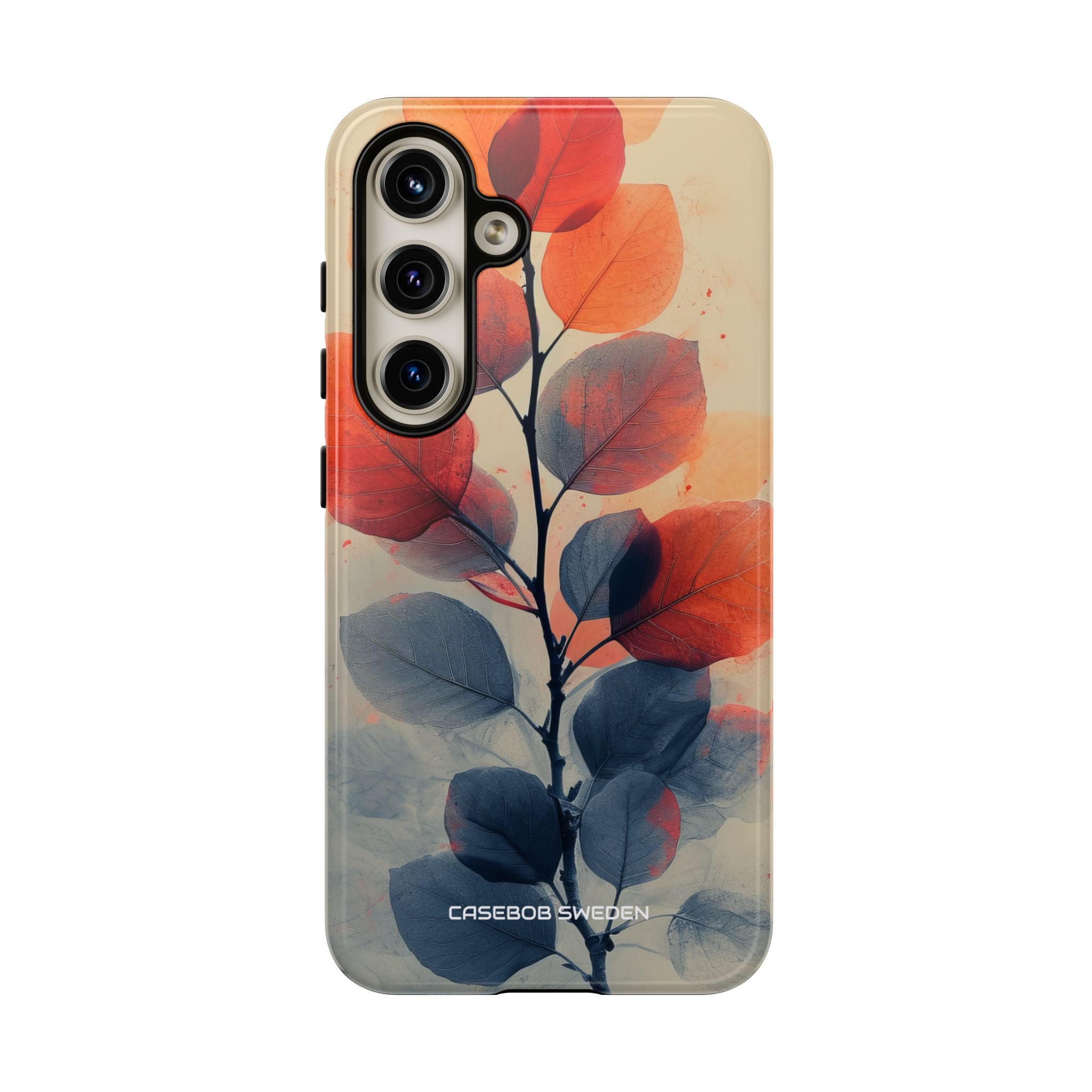 Orange Gray Leaves - Tough Samsung S24 Phone Case