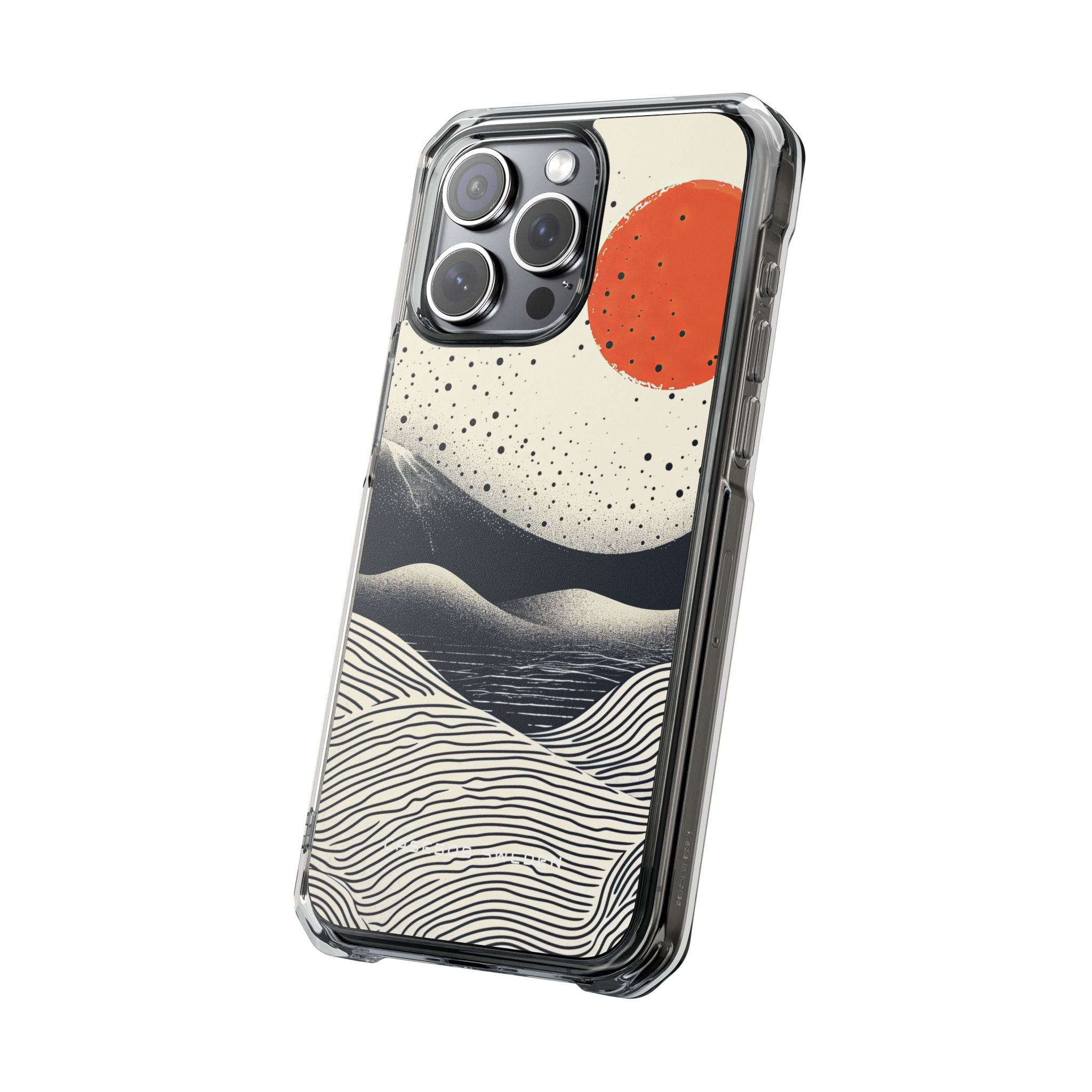 Red Sun Over Flowing Horizons iPhone 15 - Clear Impact Phone Case