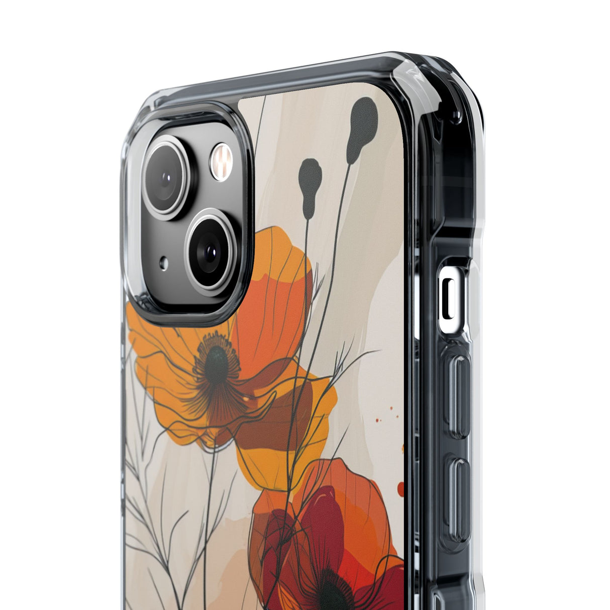 Feurige florale Abstraktion – Handyhülle für iPhone (Clear Impact – magnetisch)