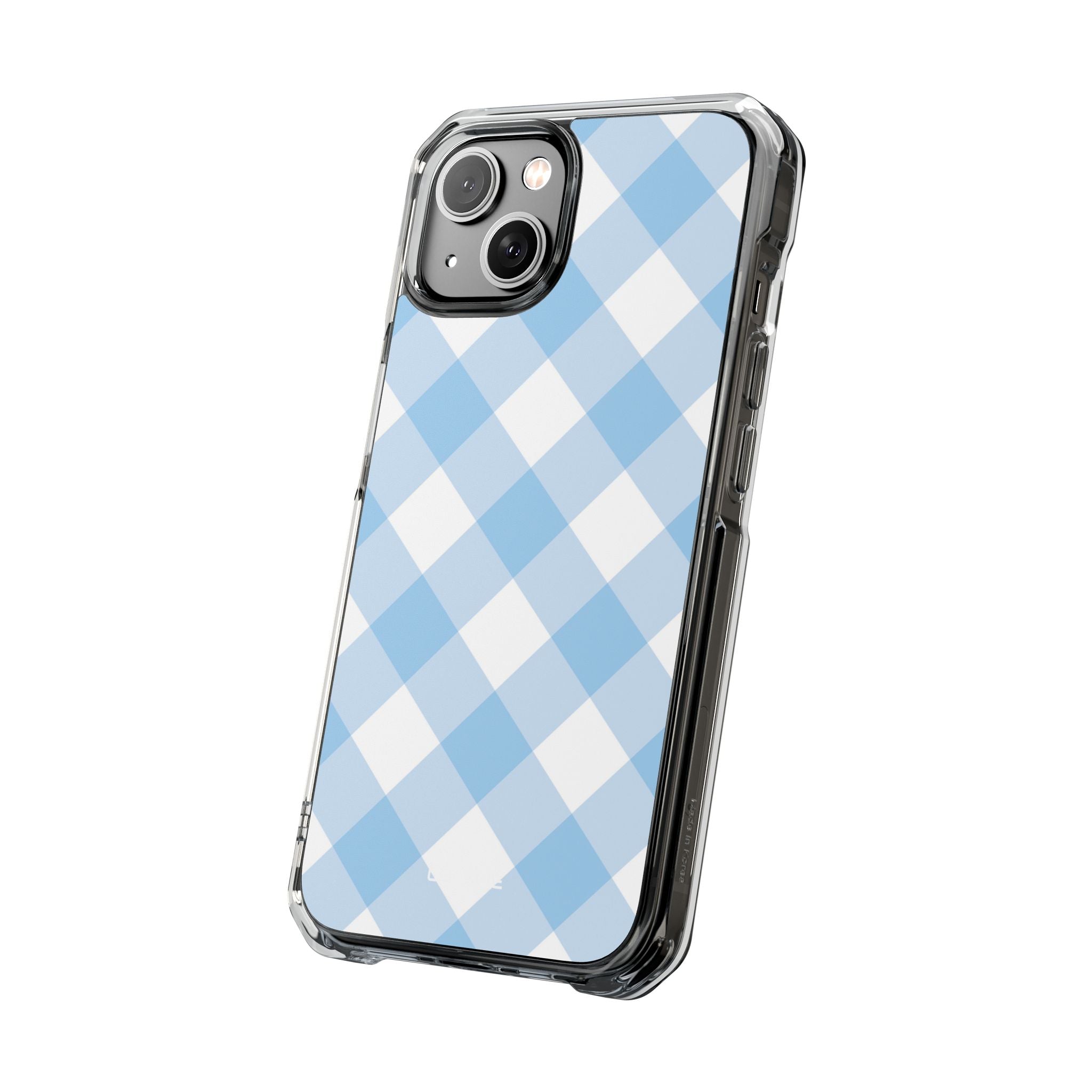 Soft Blue Gingham Elegance iPhone Case - Impact