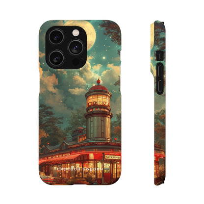 Vintage Moonlit Diner Fantasy iPhone 14 - Slim Phone Case