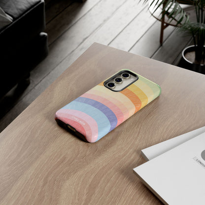 Pastel Rainbow Bands Samsung S23 Case - Tough