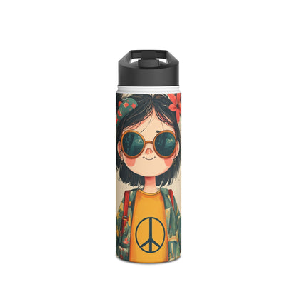 Peace Pigtails - Stainless Steel Water Bottle