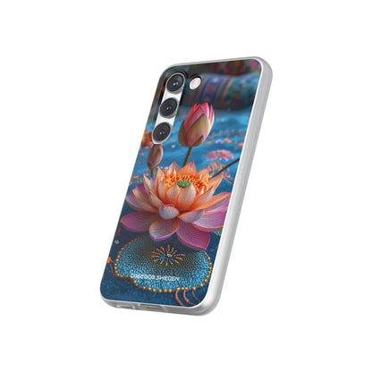 Vibrant Lotus Embroidery - Flexi Samsung S23 Phone Case