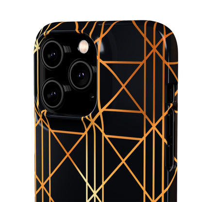 Golden Geometric Elegance iPhone 14 - Slim Phone Case