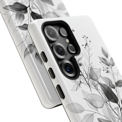 Veined Leaves Gray Samsung S25 Ultra Case - Tough