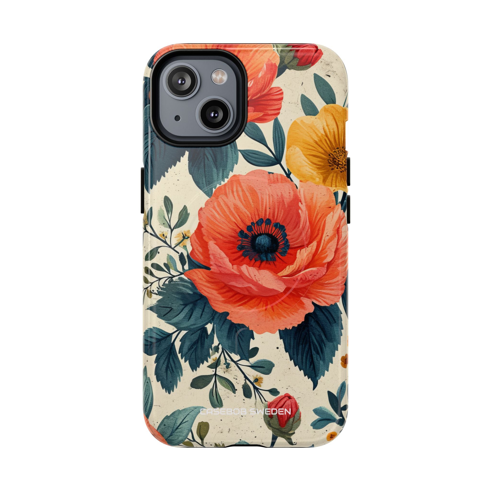 Vibrant Botanical Poppies - Tough + MagSafe® iPhone 14 Phone Case