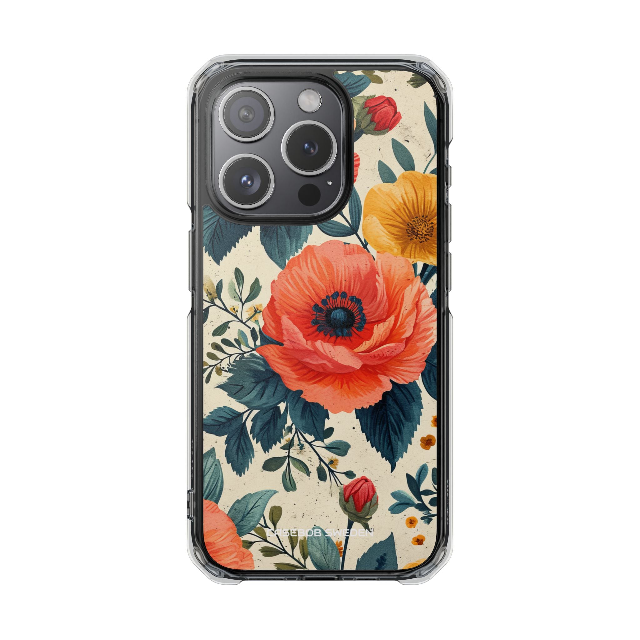 Vibrant Botanical Poppies - Clear Impact iPhone 15 Phone Case