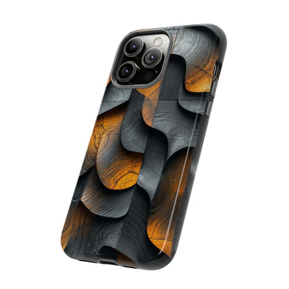 Grey Fire Orange Geometry - Protective Phone Case