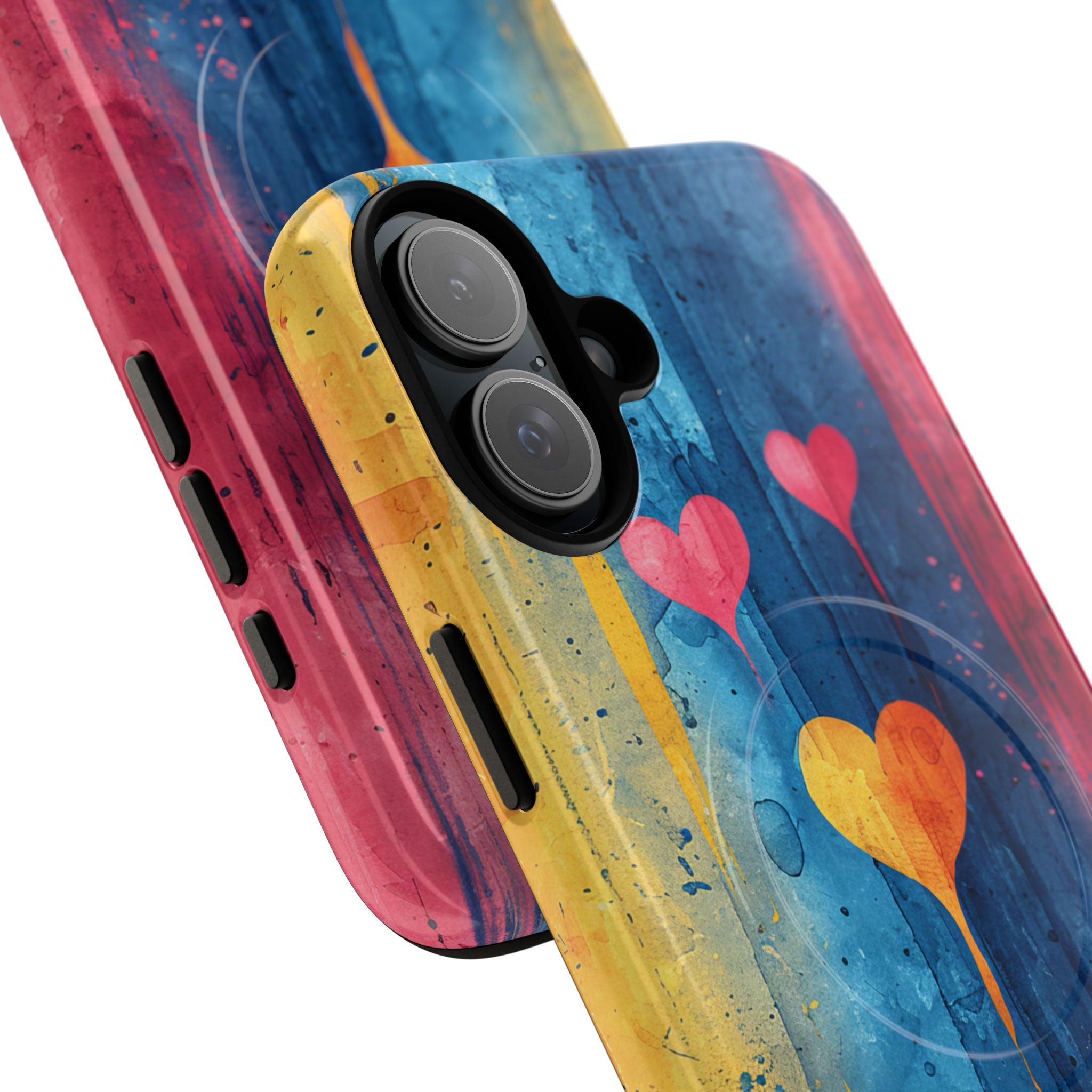 Hearts Watercolor Art - Tough + MagSafe® iPhone 16 Phone Case