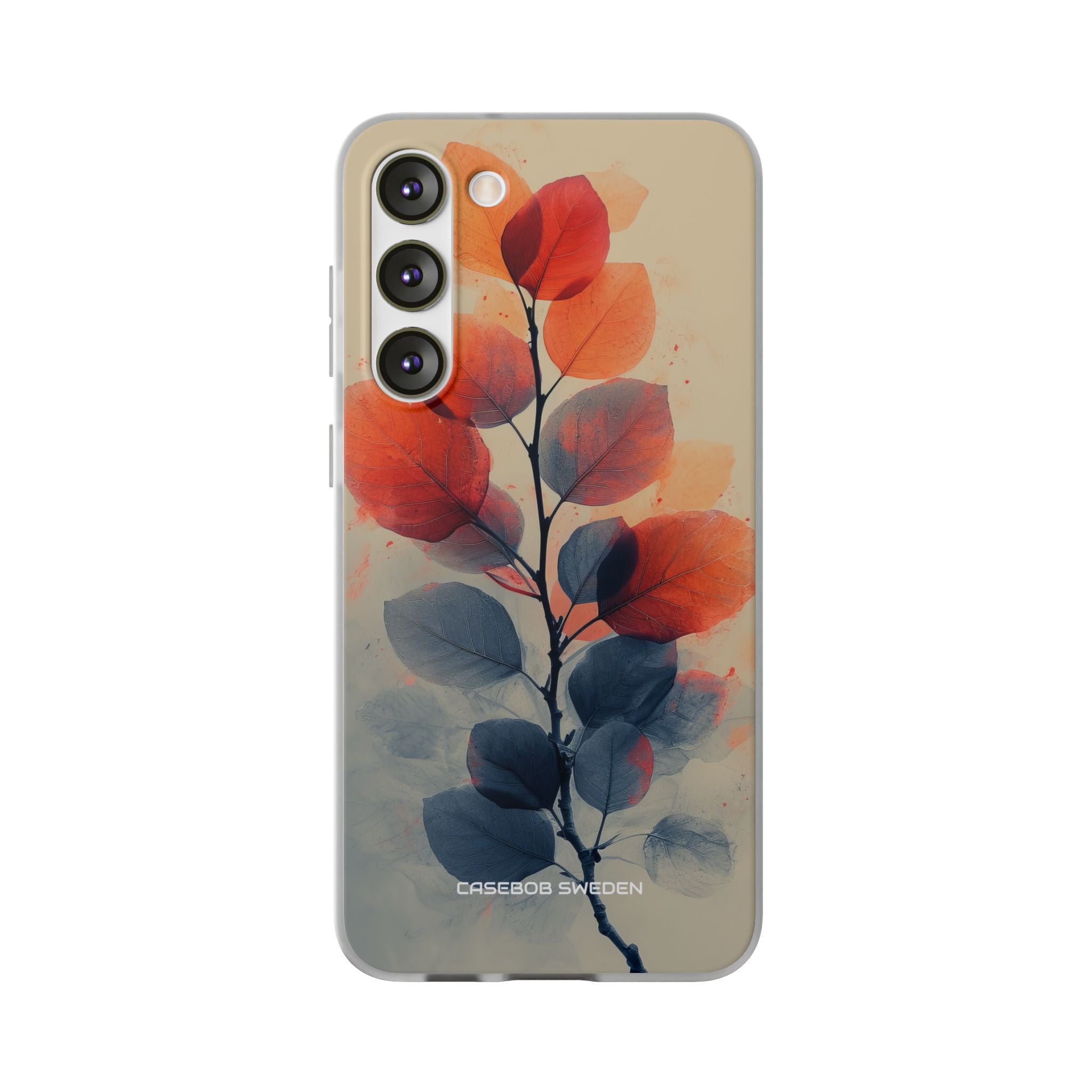 Orange Gray Leaves - Flexi Samsung S23 Phone Case