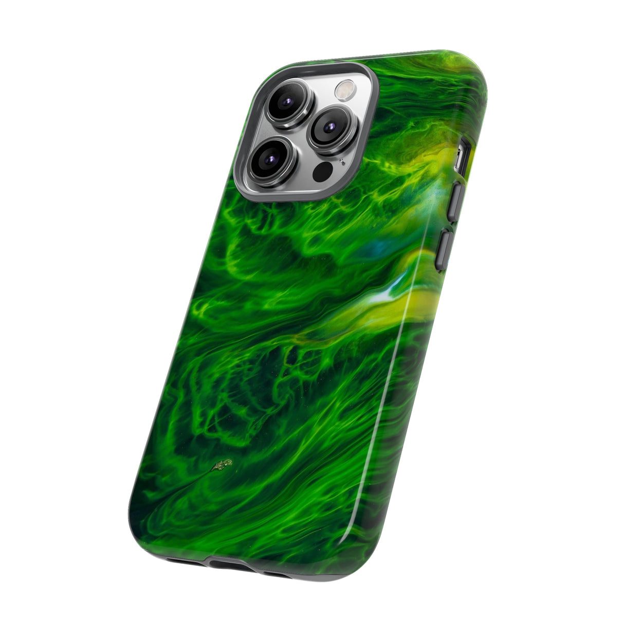 Neon Green Wave Ink Art iPhone Case (Protective) Phone Case