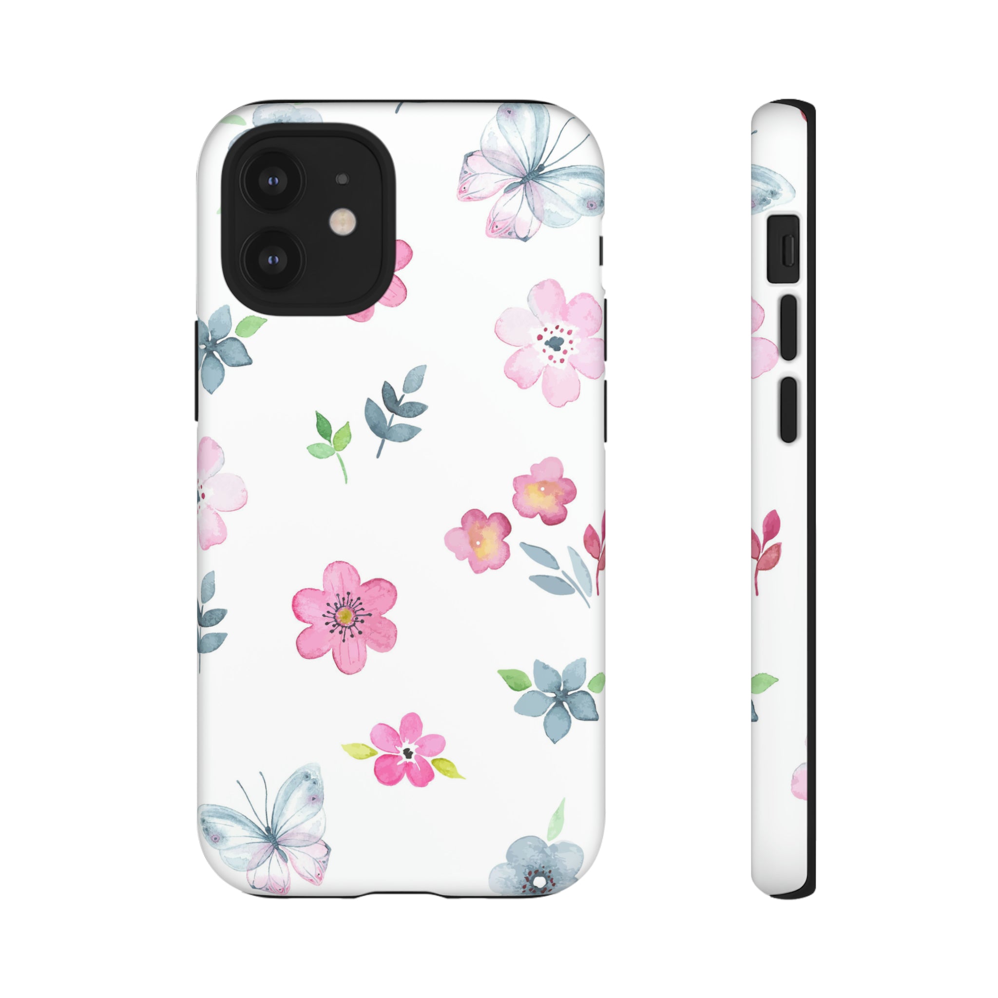 Vintage flowers and butterflies iPhone case - Protective Phone Case