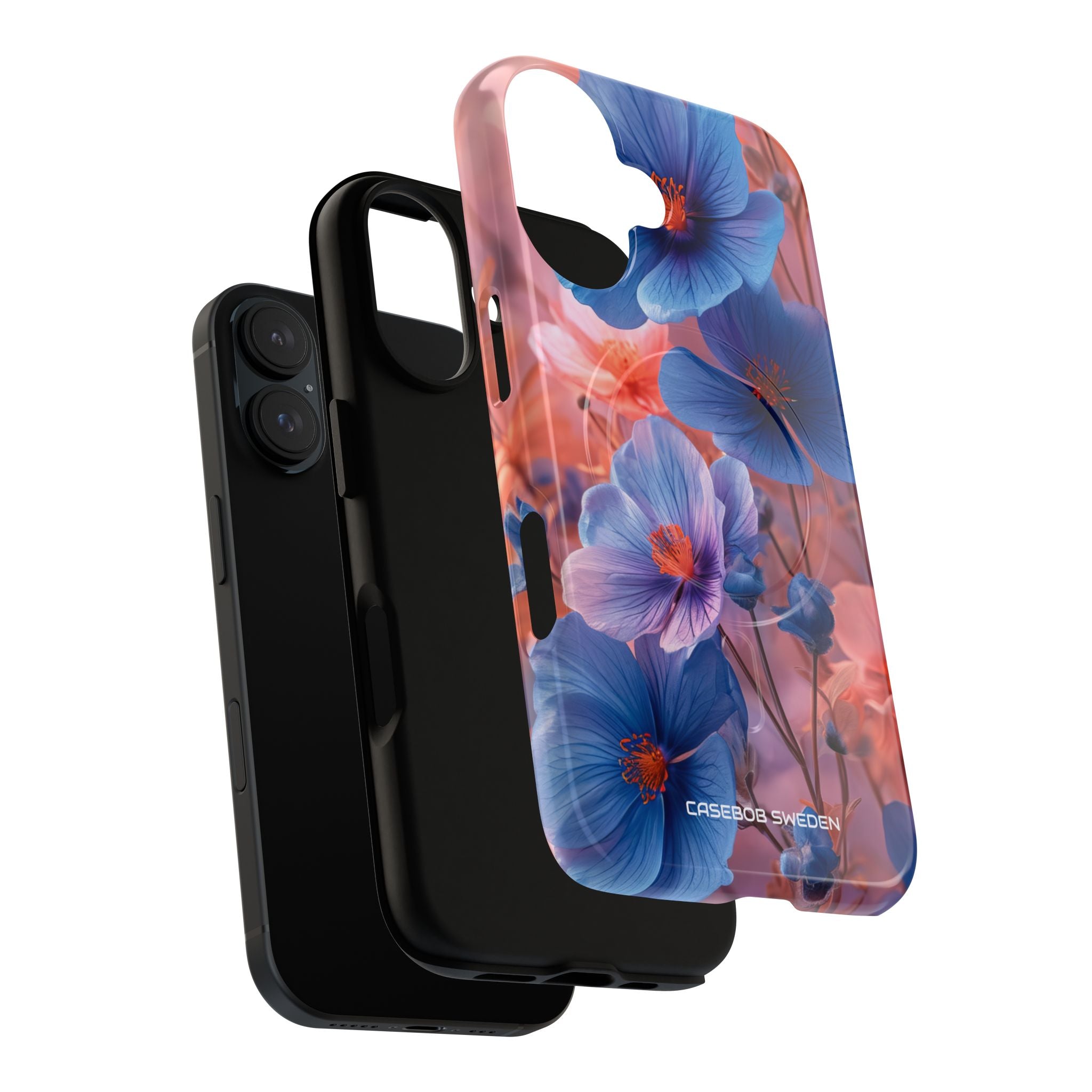 Blue Peach Blossoms - Tough + MagSafe® iPhone 16 Phone Case