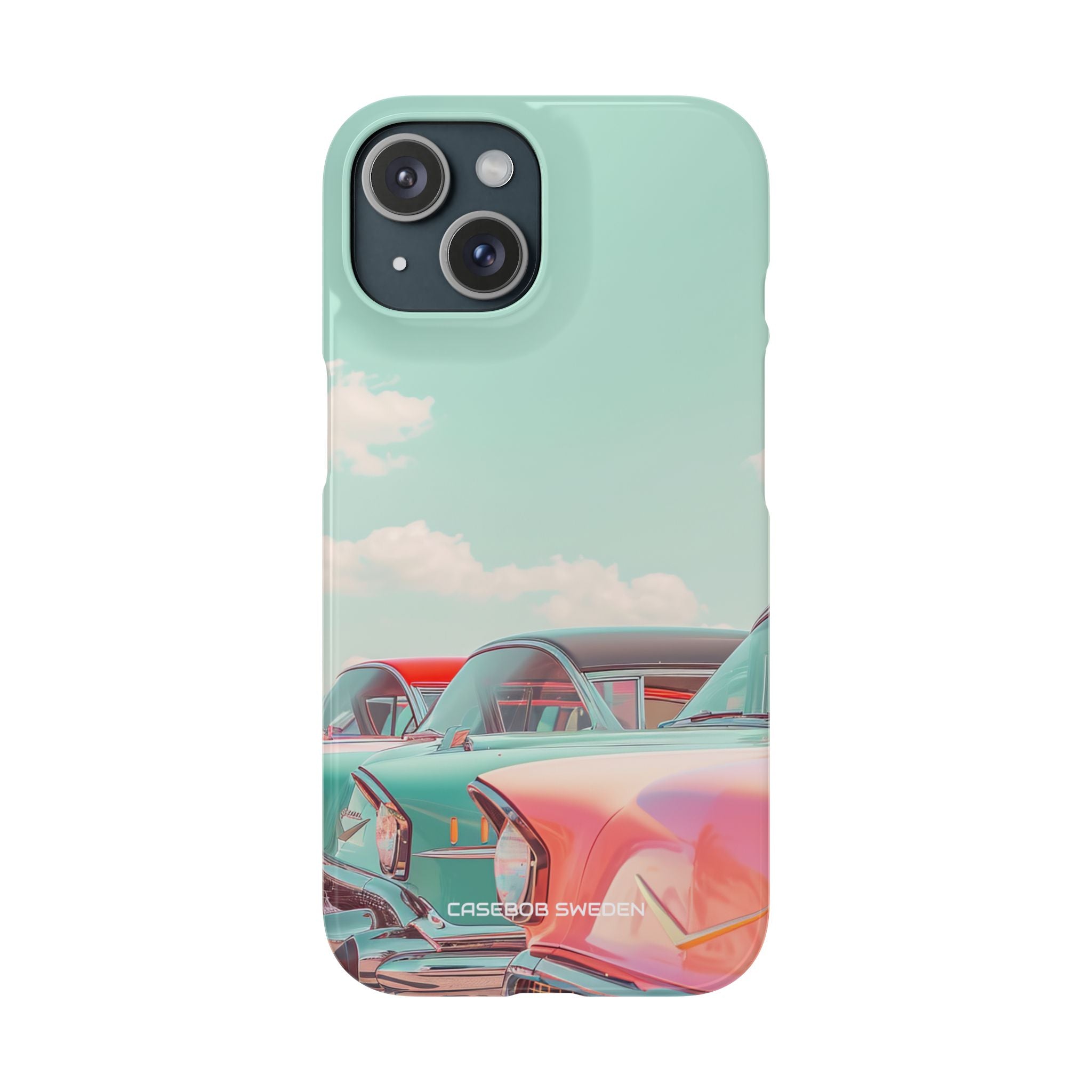 Vintage Turquoise Cars - Slim iPhone 15 Phone Case