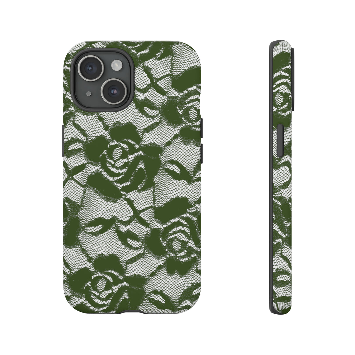 Green Lace Gothic Flower - Protective Phone Case