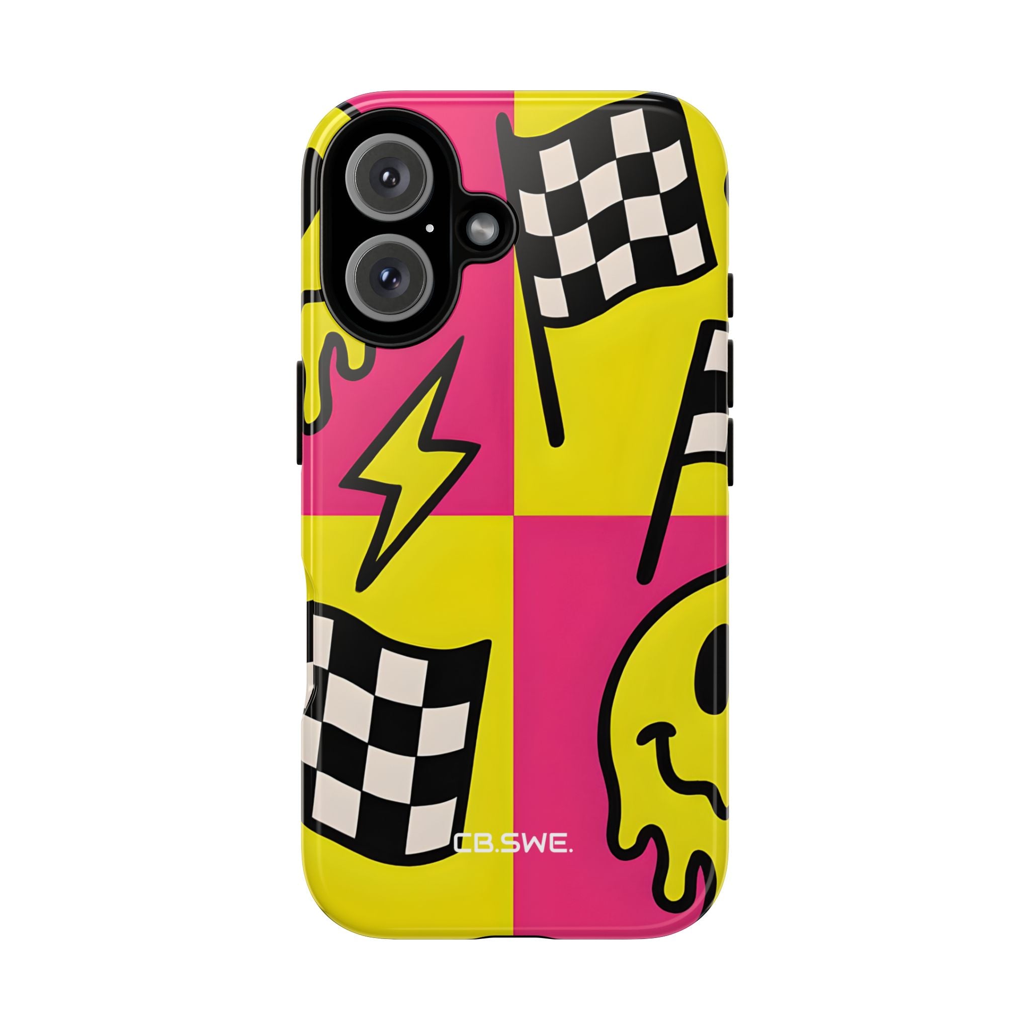 Vibrant Pop Art Smiling Faces and Lightning iPhone 16 - Tough