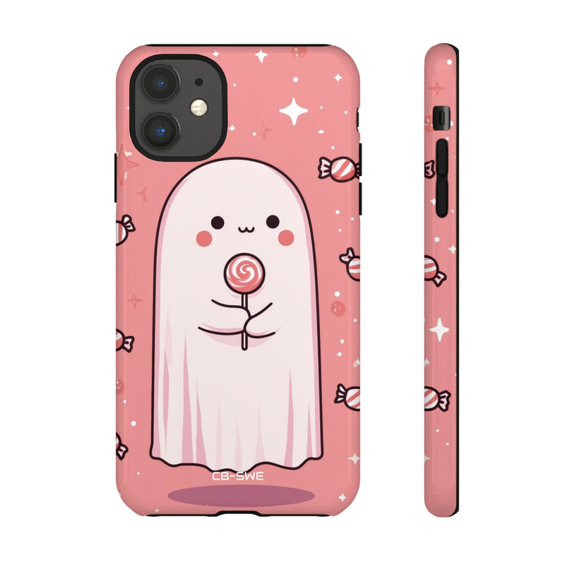 Cute Ghost Holds Candy - iPhone Case