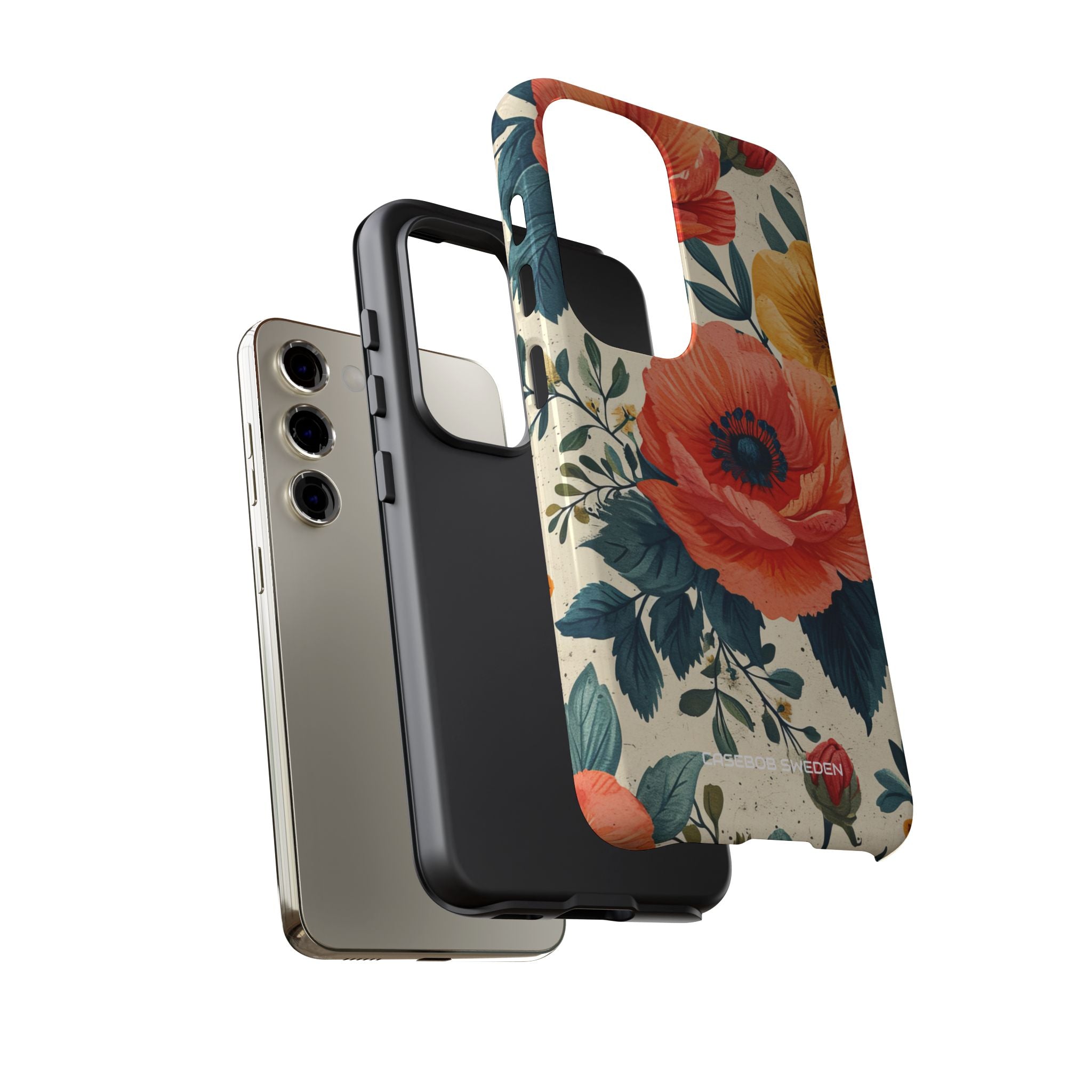 Vibrant Botanical Poppies - Tough Samsung S23 Phone Case