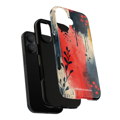 Red Blue Abstract Florals - Tough iPhone 16 Phone Case