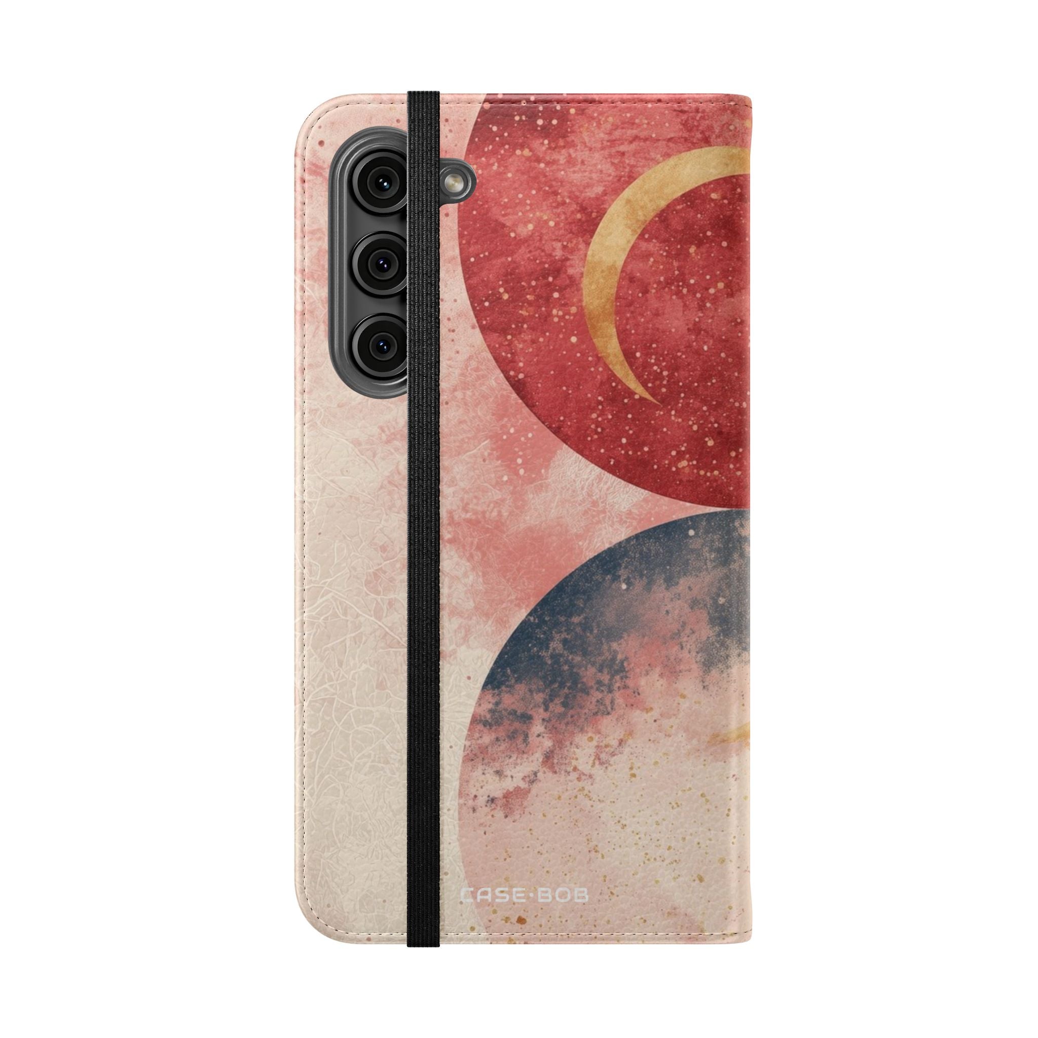 Kultaiset puolikuut viininpunainen - Samsung S23+ -lompakkokotelo