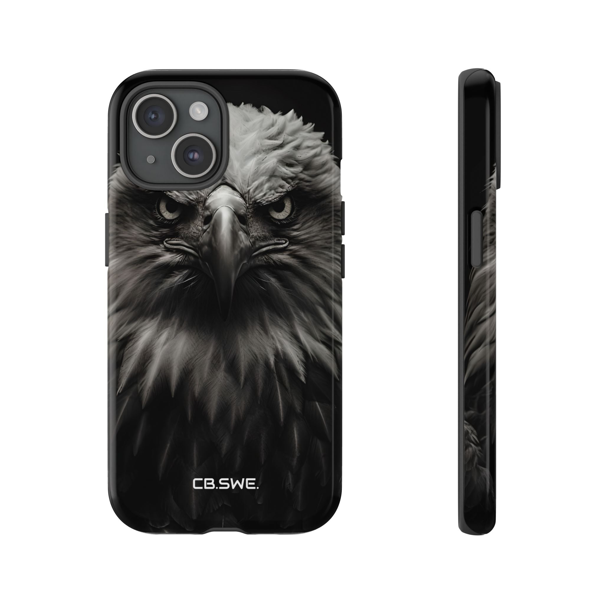 Intense Black and White Close-Up Eagle Head Art iPhone 15 - Tough