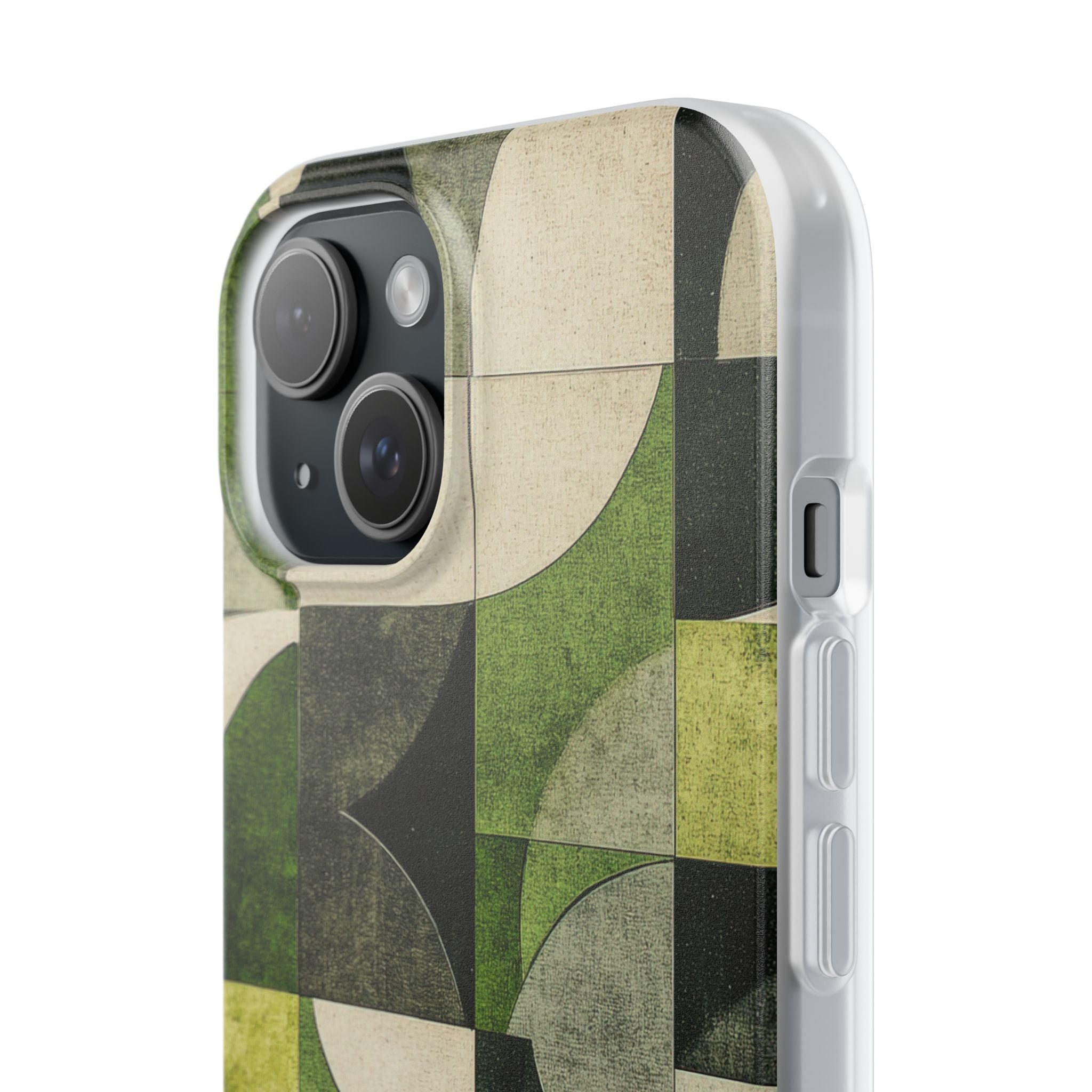 Green Geometric Harmony - Flexi iPhone 15 Phone Case