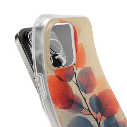 Orange Gray Leaves - Flexi iPhone 16 Phone Case