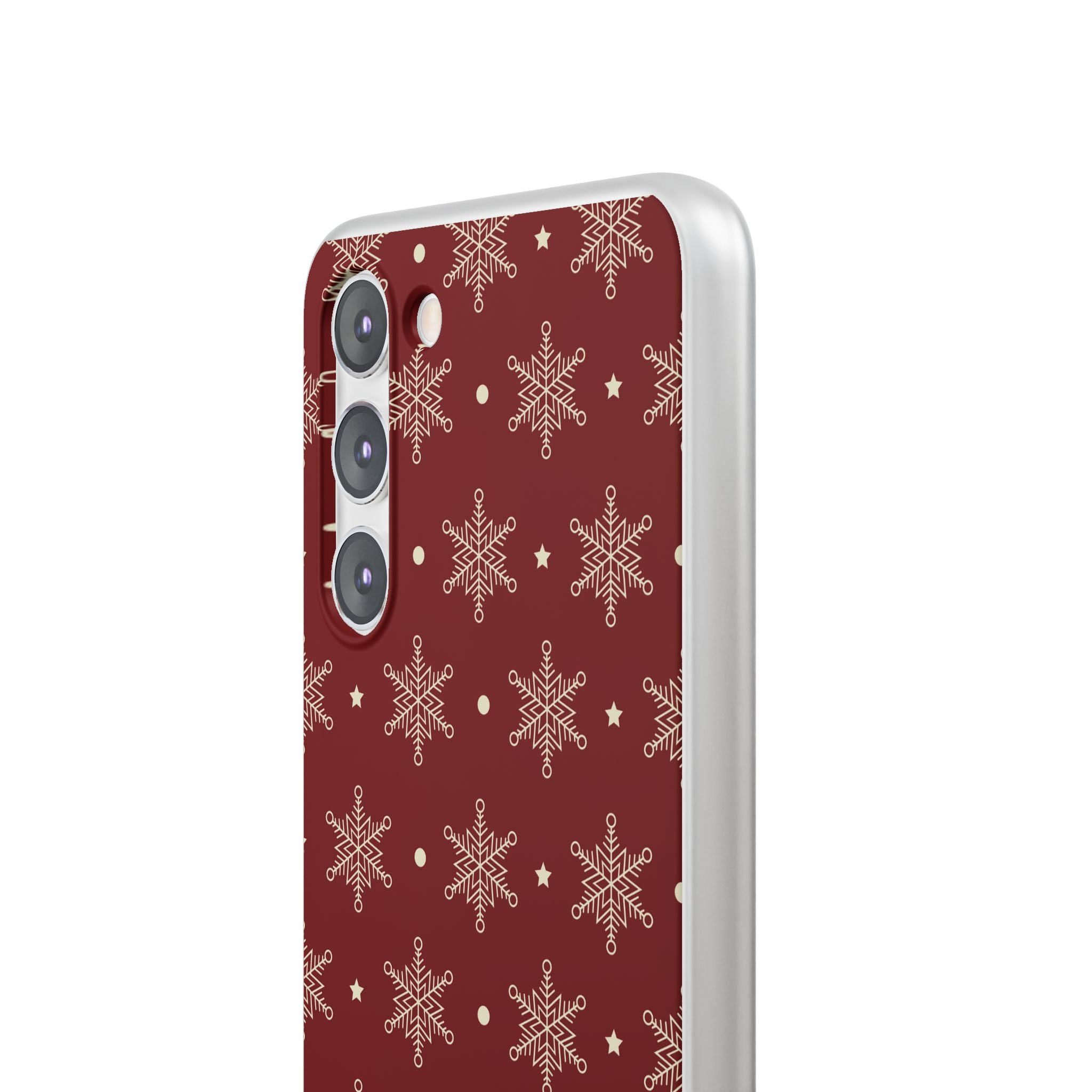 Cream Snowflake Crimson Samsung S23 Plus Case - Soft