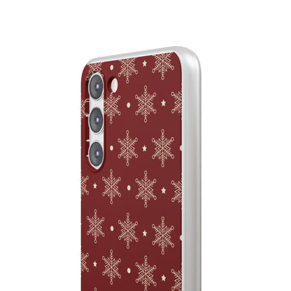 Cream Snowflake Crimson Samsung S23 Plus Case - Soft