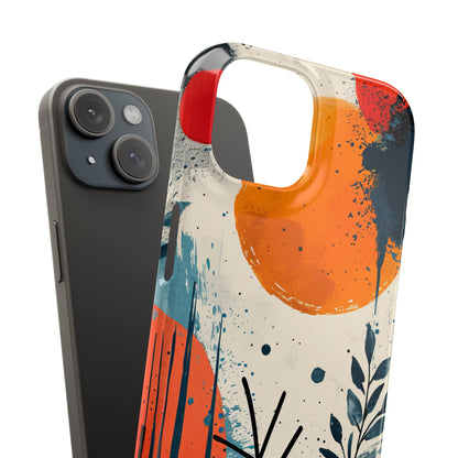 Orange Blue Splash - Slim iPhone 15 Phone Case