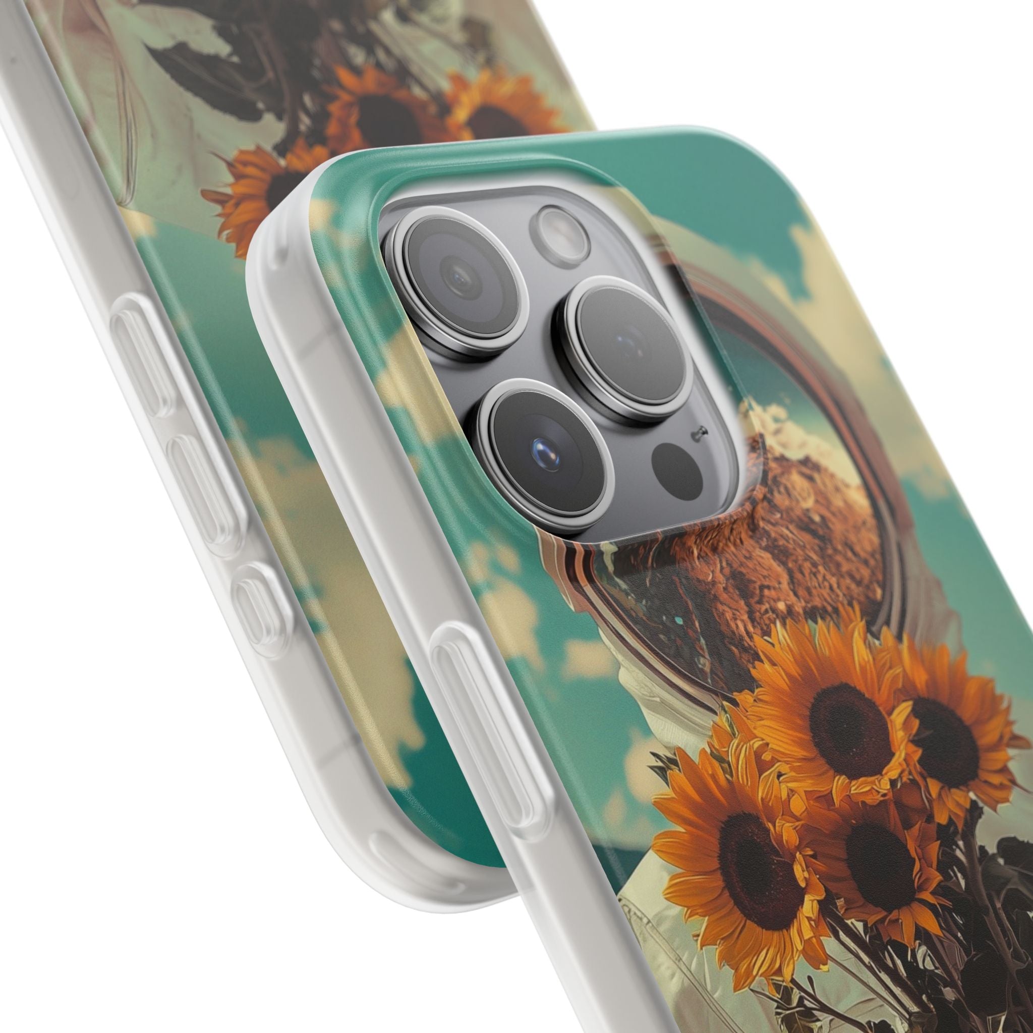 Sunflower Astronaut iPhone 15 Pro Case - Soft